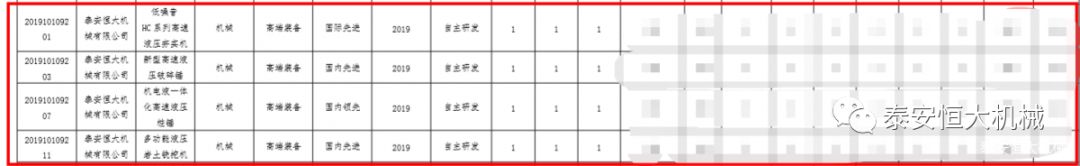 泰安恒大機(jī)械有限公司正式入選“2019年山東省第一批技術(shù)創(chuàng)新項(xiàng)目計(jì)劃”